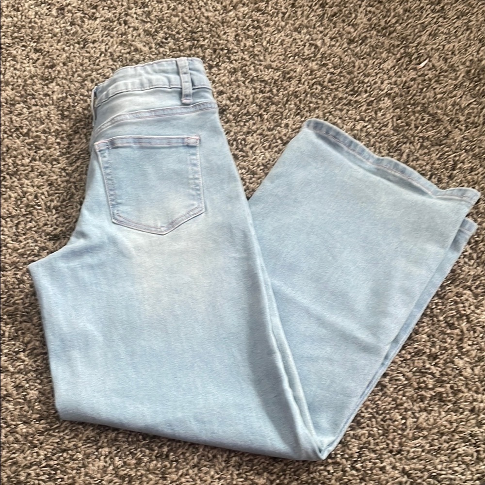 1st Kiss Light Blue Wide Leg Jeans with Pink Floral Accents - Picture 6 of 9